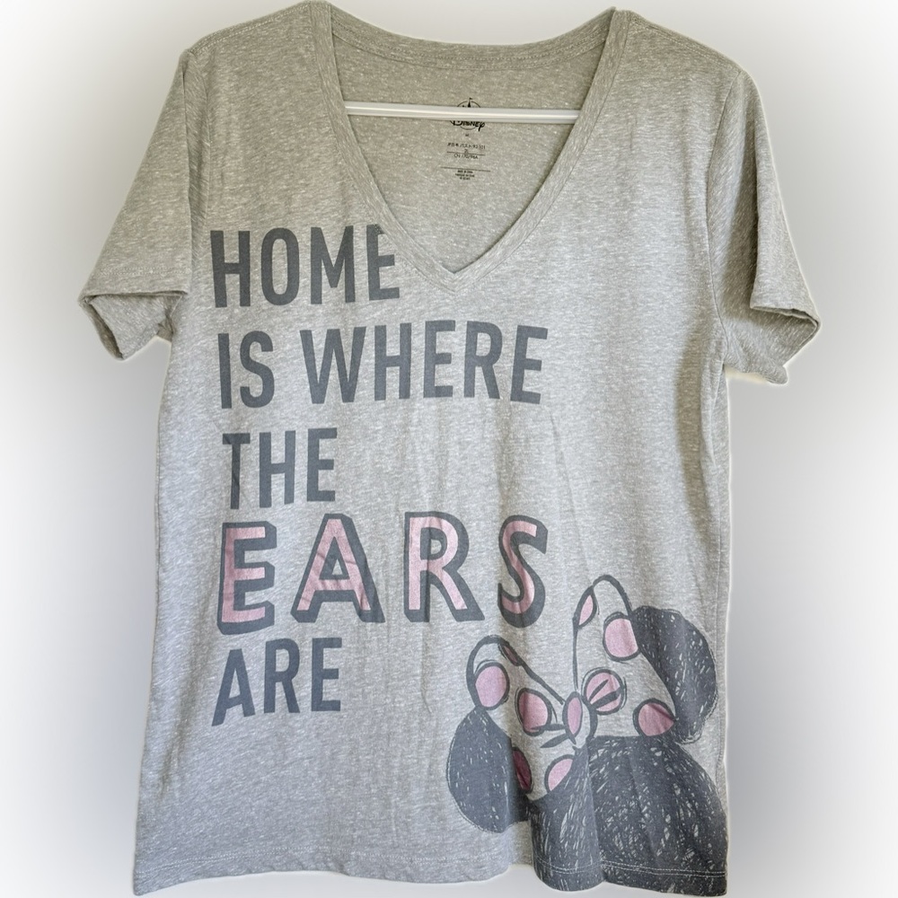 Disney Parks Home Is Where The Ears Are V-Neck Women's T-Shirt Size Medium